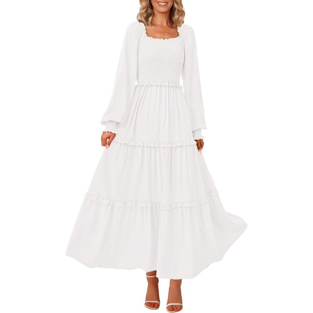 Long Sleeve Maxi Dress Women Elegant Tiered Flowy Formal Occasion Dress